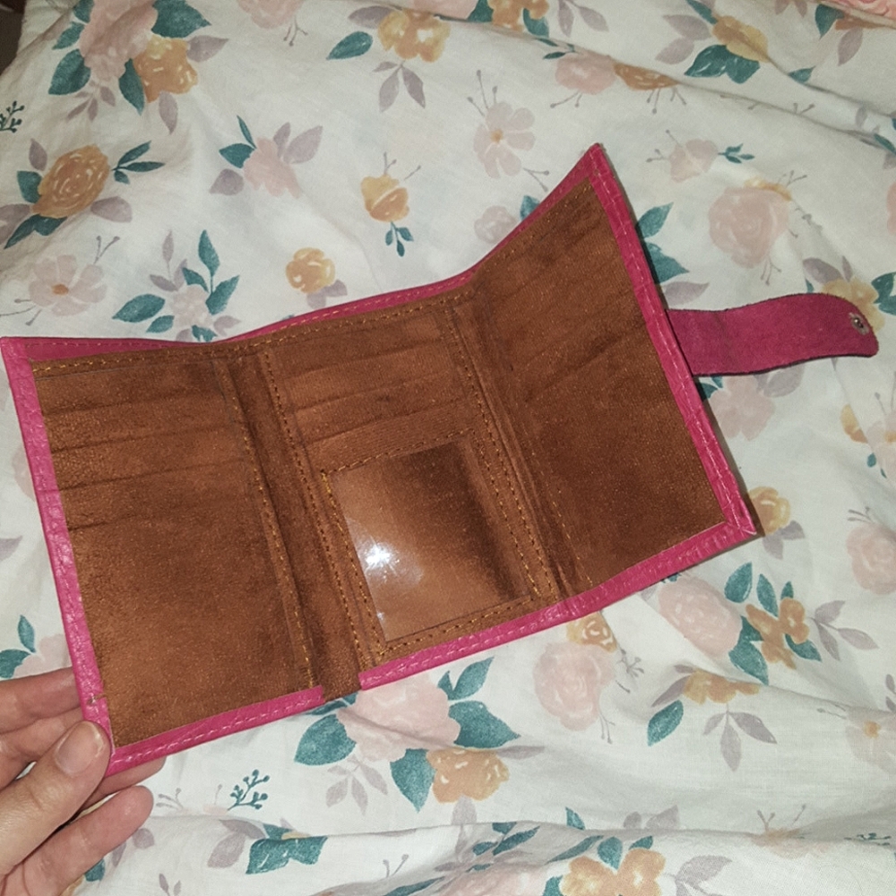 Handmade Artisan Nicaraguan Leather woman pink Wallet - Picture 3 of 5